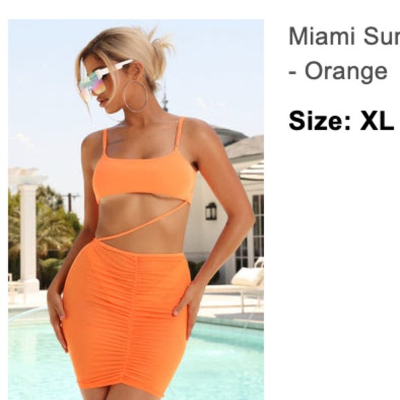 Miami Sun 2 Piece Orange Swimsuit and Coverup Set XL - Picture 3 of 3